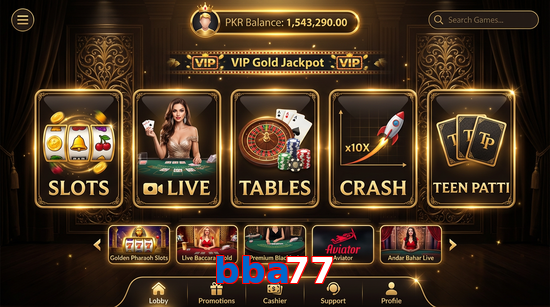 Main screen of Bba77 casino page for PK players