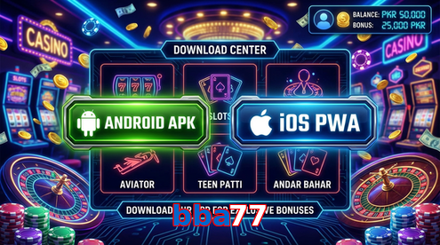 Main screen of Bba77 download page for PK players