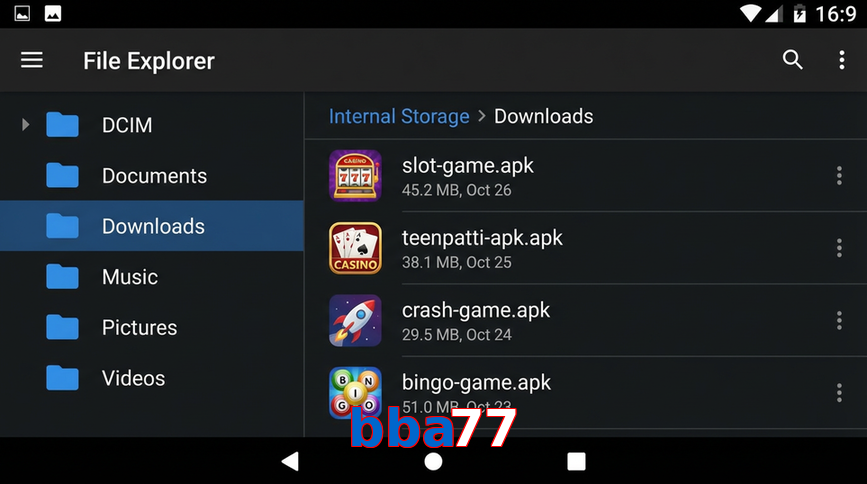 Main screen of Bba77 gameapk page for PK players